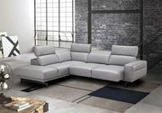 Modern light gray leather sectional main photo