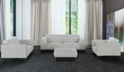 White leather ultra-modern sofa w/ chrome legs main photo