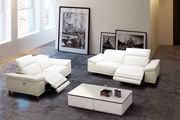 White thick premium leather recliner sofa main photo