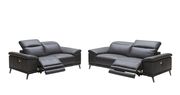Grey leather premium reclining sofa main photo