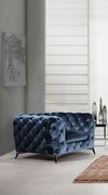 Glitz (Blue) Glam style velour fabric tufted chair