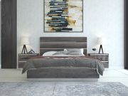 Italian gray high gloss modern platform king bed main photo