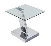 Chrome / glass end table w/ square top
