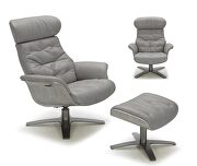 Karma (Gray) Chaise chair in full thick gray leather