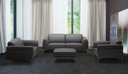 Dark gray leather contemporary sofa main photo