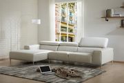 Light gray Italian leather low-profile sectional sofa