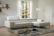 Light gray Italian leather low-profile sectional sofa