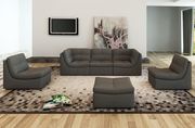 6pcs living room set in grey leather main photo