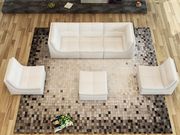6pcs living room set in white leather main photo