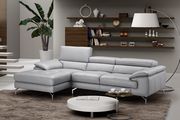 Liam LF Elegant gray Italian leather modern sectional sofa