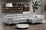 Liam RF Elegant gray Italian leather modern sectional sofa