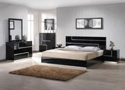 Black lacquer high-gloss finish platform bed main photo
