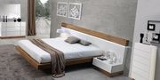 Low-profile platform white/wood king size bed main photo