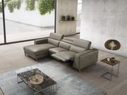 Recliner leather sectional in gray leather main photo