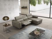 Recliner leather sectional in gray leather main photo