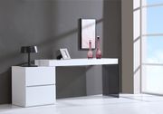 White gloss / smoked gray glass contemporary desk