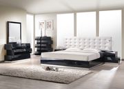 Milan (Black) High-gloss modern platform bed w/ wide hb