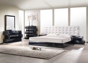 Milan (Black) Black lacquer/white high-gloss modern platform bed