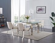 Moda II Chrome legs / clear glass dining table w/ extensions