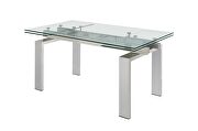 Chrome legs / clear glass dining table w/ extensions main photo