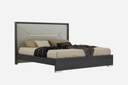Gray laquer king bed in contemporary style main photo