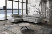 Gray contemporary full leather sectional sofa