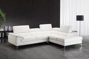 Nila RF Low-profile white leather sectional sofa