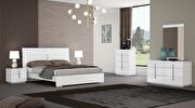 Contemporary style white lacquer platform bed
