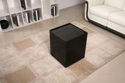 Black stylish end table w/ inside bar compartment main photo