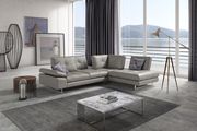 Prive RF Gray Italian leather sectional w/ headrests