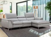 Gray color full leather sectional recliner sofa main photo