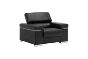 Soho (Black) Italian 100% leather chair in black w/ adjustable headrests