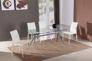Ultra-modern glass 5pcs table / white chairs set main photo
