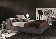 Tower (Taupe) Modern taupe bed w/ storage and platform