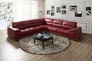 Large full red leather sectional sofa main photo