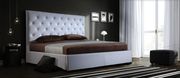 White diamond-tuft affordable full size bed w/ storage main photo
