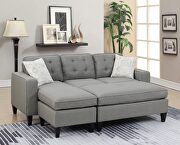 Fonda (Light Gray) Light gray tufted polyfiber reversible 3-pc sectional sofa set