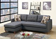 ID709 (Blue) Blue gray polyfiber tufted back sectional sofa with reversible chaise