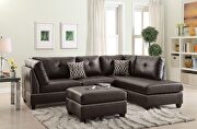 DD674 (Espresso) Espresso bonded leather reversible 3-pcs sectional sofa with ottoman