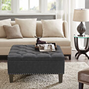 Charcoal gray pu upholstery tufted square cocktail ottoman main photo
