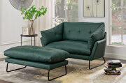 W888 (Green) L Green vegan leather contemporary loveseat and ottoman