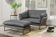 W888 (Gray) L Gray vegan leather contemporary loveseat and ottoman