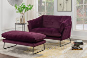W888 (Purple) F Purple velvet contemporary loveseat and ottoman