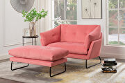 W888 (Pink) F Pink velvet contemporary loveseat and ottoman