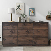 Midcentury modern 9 drawers dresser in dark brown main photo