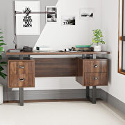 Home office computer desk with 4 drawers in walnut main photo