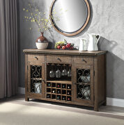 Server with cup holder and wine rack in weathered cherry finish main photo