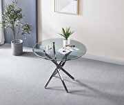 DT616 (Black) Contemporary round clear dining tempered glass table with chrome legs in black