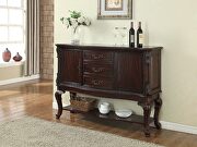 Traditional 1-pc rich brown finish storage side board antique cabriole legs living room furniture