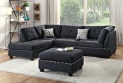 DD674 (Black) Black polyfiber reversible 3-pcs sectional sofa with ottoman